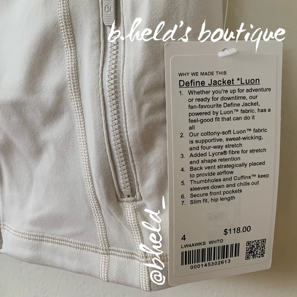 lululemon Define Jacket *Luon in White Opal Size 4 Brand New NWT - Picture 3 of 14